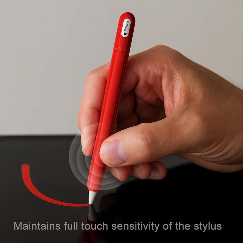 HoldFist Silicone Case Cover Skin Compatible with Apple Pencil (2nd Gen/Pro/USB-C) – Protective Sleeve, Comfortable Grip, Ergonomic Anti-Slip Design, Lightweight & Scratch-Resistant (Red) - Image 3